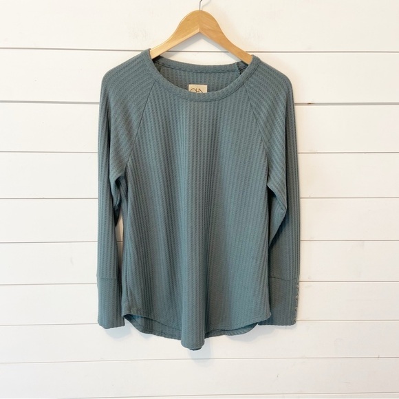 Chaser | Green/blue Henley Style Long Sleeve Top Button Sleeves Size Extra Large - Picture 1 of 8
